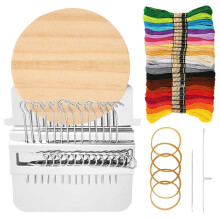 Small Darning Loom Weaving Loom, 14 Hooks Darning Looms Speedweve Type Weave Tool with 24 Color Threads, Mini Knitting Machine for DIY Weaving Arts,