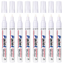 STANBLUE White Paint Pens 8 Pack Oil-Based Waterproof Paint Marker Set Quick Drying Permanent 2-3mm Tip for Rocks, Wood, Fabric, Plastic, Glass, Mugs,