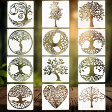 Tree of Life Stencils - 12 Pcs Reusable Stencils for Painting, Crafts, DIY Art & Wall D?cor