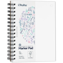 Ohuhu Sketchbook A5 - Double-Sided Bleedproof - 150GSM Smooth Paper, 60 Sheets(120 Pages) - Compact 5.5"?8.5", Spiral Bound Marker Pad for Alcohol