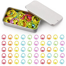 Easusy Stitch Markers, 50Pcs Spiral Metal Colorful Crochet Stitch Markers,for Crocheting Clothing Tag DIY Craft Project with Storage Box
