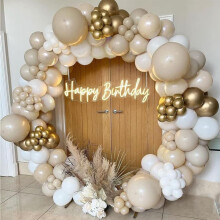 Flixcart White Gold Balloons Arch Kit,192PCs White Sand Gold Balloon Garland with Metallic Chrome Gold Latex Balloons for Birthday Party Decorations,