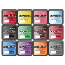 CraftyManor Mini Smudge Ink Pads for Stamps, Water Based Halo Dye Stamp Pad for Scrapbooking, DIY Craft Scrapbook Supplies for Adults (12 Colors)