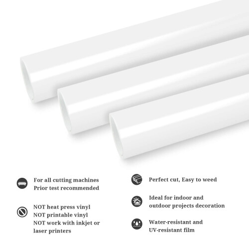 TECKWRAP Permanent Adhesive Vinyl 12" x 10ft, Glossy White 1