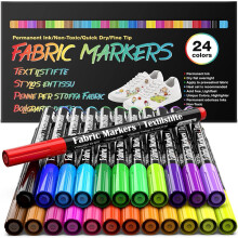 24 Fabric Pens Permanent for Clothes White T Shirt Design Kit Canvas Tote Bag Pillowcases Plain Cotton Bags Shoes Baby Shower Games, and Craft Paint