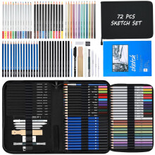 72Pcs Drawing Sketching Kit Set, Pro Art Supplies with Sketchbook, Watercolor, Graphite, Colored, Metallic, Charcoal Pencil, Drawing Set in Zipper