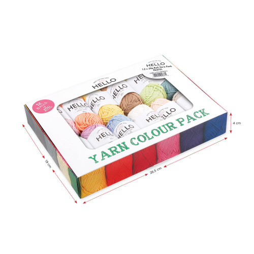 Hello 100% Cotton 12 Ball Yarn Pack - Pastel 1