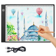 AUAUY A4 LED Light Pad for Diamond Painting, 3 Levels Adjustable Brightness Light Box Drawing Board, Diamond Drawing Art Light Board,Stepless Dimmable