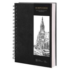 A5 Sketchbook, Spiral Hardcover Sketch Book, 160gsm Thick Paper Art Book, Drawing Pad for Sketching Art Projects, 60 Sheets / 120 Pages Sketch Pad A5
