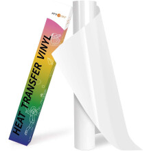 HTVRONT Heat Transfer Vinyl - 12In x 8ft(30.5 x 244 CM) White HTV Vinyl Roll,White Iron on Vinyl for Cricut & Cameo - Easy to Cut & Weed for Heat