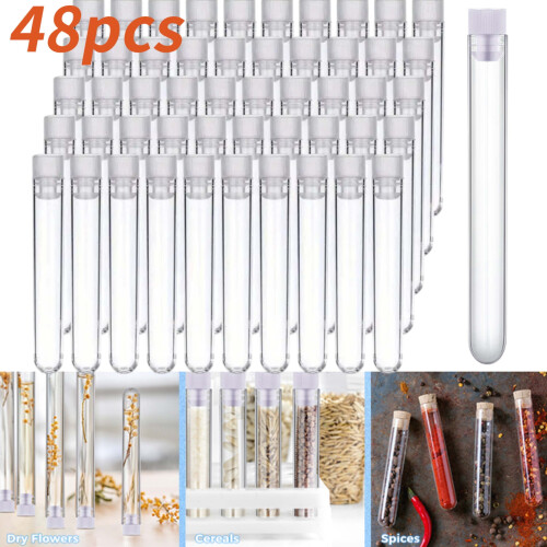 48 eprubete de plastic x 25 ml cu capace