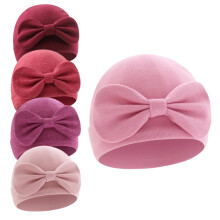 Confezione da 5 cappellini in cotone con fiocco per bambina, 0-6 mesi