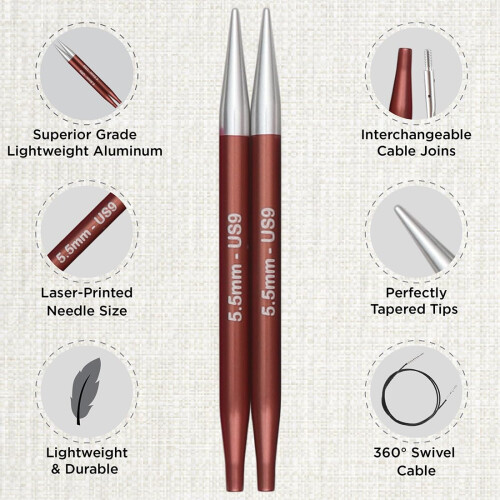 KnitPro Zing Deluxe Interchangeable Needle Set 5" (13cm) | 8 Sizes (3.5mm to 8mm) 2