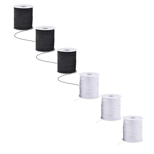 6pcs 1mm Black Elastic Cord for Bracelet Making, Stretch Beading Thread, Durable & Versatile DIY String