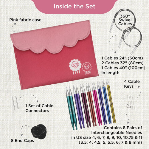 KnitPro Zing Deluxe Interchangeable Needle Set 5" (13cm) | 8 Sizes (3.5mm to 8mm) 1