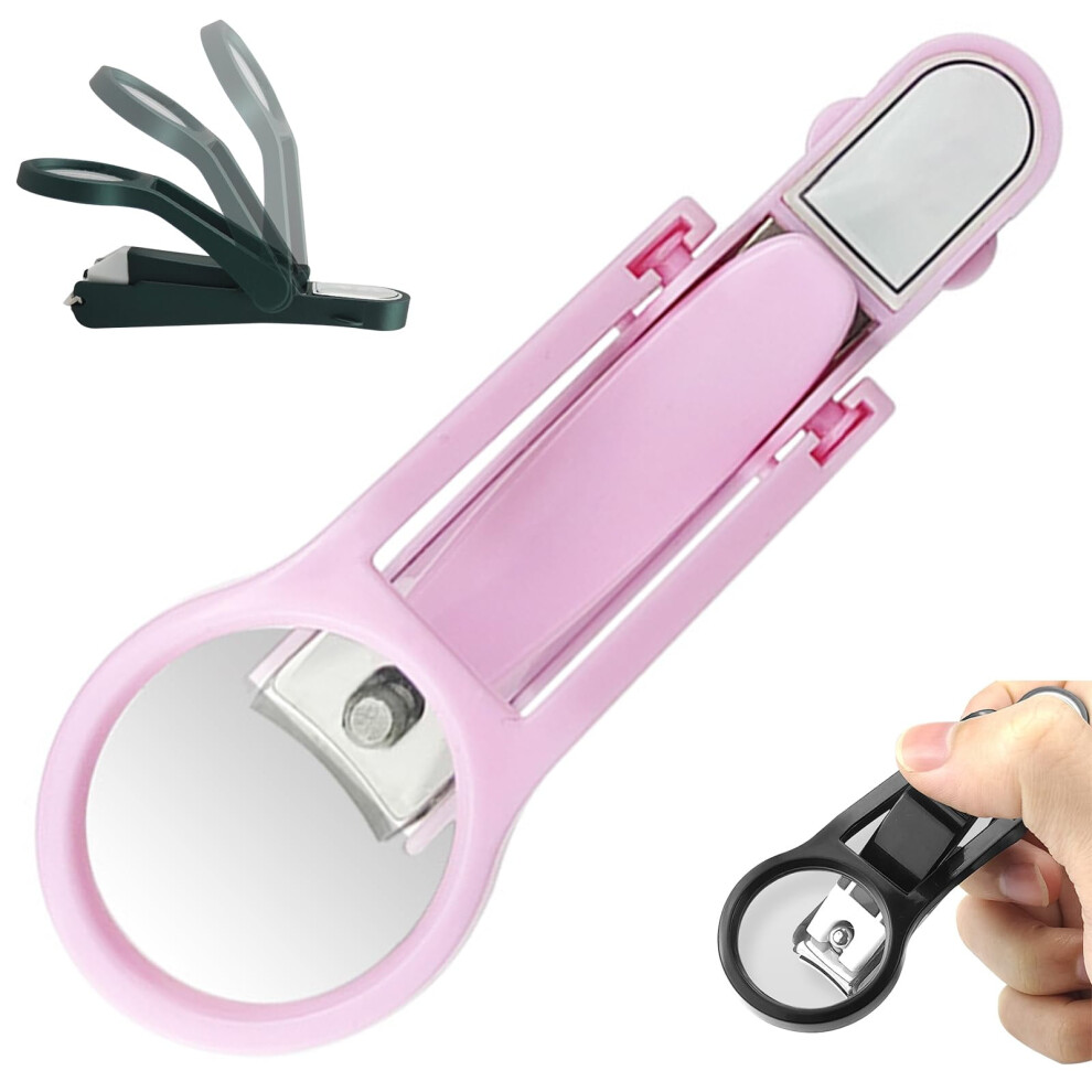 Stainless Steel Nail Clipper with Magnifying Glass & Filer, Safe Fingernail/Toenail Trimmer for Elderly & Kids, Compatible with All Nail Types