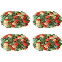 4 Rolls 600g Pomp-A-Doodle Yarn,100% Polyester Jelly Bean POM-POM Ball Yarn for Crochet Knitting Blanket Mat Pet Nest