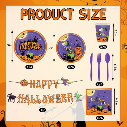 Service de vaisselle jetable Halloween 24 pièces 1