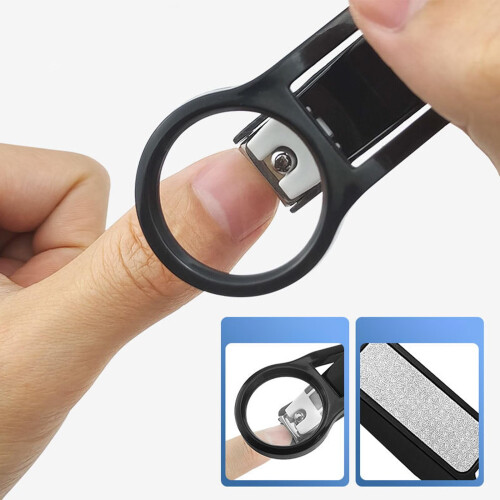 Cortador de unhas em aço inoxidável com lupa e lixa 1