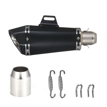 Motorcycle Exhaust Pipe Compatible with ZX6R, ZX10R, Z900, ATV – Heat-Resistant Tail Tube, 1.5-2" Inlet, Black & Carbon Fiber