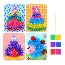 Princess Poke Art Puzzle Kit for Girls – 4 DIY Fabric Poking Sheets, Compatible with Poke Art Tools