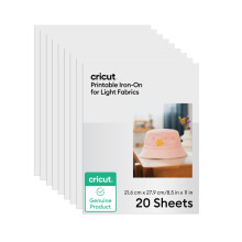 Cricut Printable Heat Transfer Vinyl | 20 Sheets | A4 | Waterproof HTV Iron-On Paper for Inkjet Printers | Compatible with Cricut | for Light Fabrics