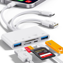5-in-1 USB OTG Memory Card Reader for iPhone/iPad (USB-C/USB-A), supports SD/Micro SD/SDHC/SDXC/MMC – compatible with iPhone/iPad