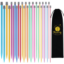 Reessy Coloured Knitting Needles Set-35cm Long, 28 Pcs/14 Pair 2 mm-10 mm Aluminium Single Pointed Needle, Long Knitting Needles, Straight Metal