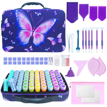 Dazhtu Diamond Art Storage Boxes Kits, 70 Slots Diamond Painting Storage Containers, Portable Diamond Painting Accessories and Tools Kit for Bead