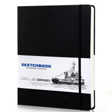 A5 Sketchbook 60 Sheets, Sketchbook with 200GSM Thick Paper - Black Hardback Art Drawing Pad for Sketching, 14.8 x 21 cm, 120Pages