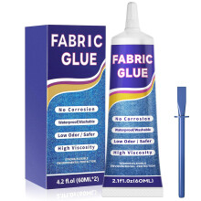 60ML Clothes Strong Fabric Glue - Extra Strong Glue for fabric Material Repairs Upholstery Badge Textile Felt Crafts Hemming Tape Carpet Patches