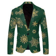 Manteau pour homme, veste et pardessus, veste de costume décontractée de Noël avec imprimé flocons de neige et Père Noël, revers boutonné