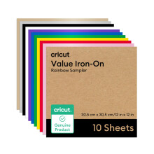 Cricut HTV Heat Transfer Vinyl | Rainbow | 30.5 cm ? 30.5 cm | 10 Pack | Iron-On HTV Vinyl for Fabric, Ideal for Custom T-Shirts & DIY Projects