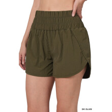 Lässige Damen-Windjacke mit gerafftem Bund, Lauf- und Sportshorts mit integriertem Innenslip