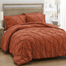 Set de cuvertură King Burnt Orange Boho Pintuck, 3 piese