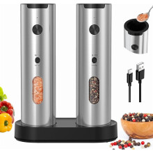 Ensemble moulin à sel et à poivre rechargeable avec lumière LED