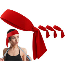 4-Pack Tie Headbands for Men & Women – Elastic Sports Sweatbands Compatible with Basketball, Football, Soccer, Running, Yoga, Ninja, Karate