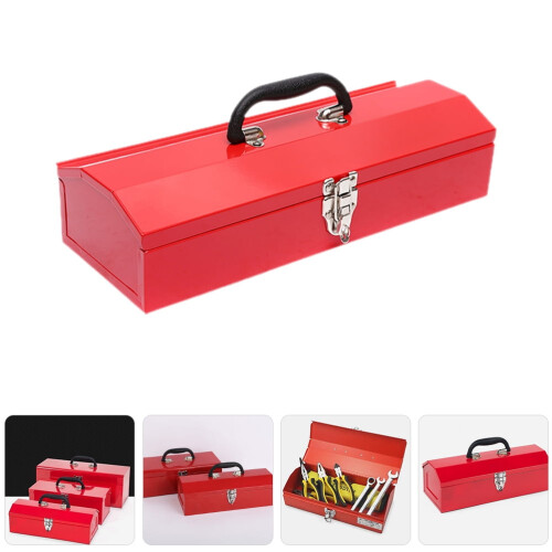 Metal Tool Case Essential Container Tools Storage Boxes Red