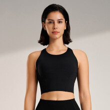 Soutien-gorge de sport à col montant pour femme, long, maintien moyen, débardeur court, sans armatures, rembourré, soutien-gorge de yoga et de gym