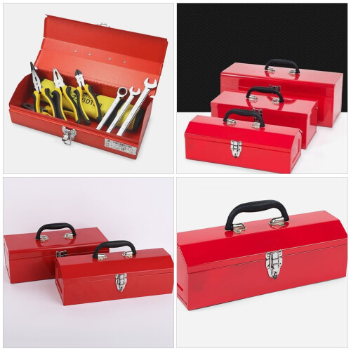 Metal Tool Case Essential Container Tools Storage Boxes Red 2