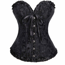 Corset preto Hipattires para mulheres, modelo overbust modelador, ideal para sair à noite, estilo bustiê, body com renda para jovens.