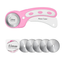 45mm Rotary Cutter with 5pcs Extra Blades, Ergonomic Handle Rolling Cutter with Safety Lock for Fabric, Leather, Crafting, Sewing, Quilting, Fabric