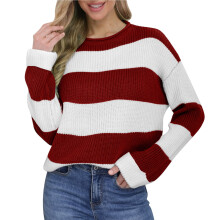 Women's Color Block Sweater Striped Knit Top Soft Acrylic Pullover Loose Fit Casual Wear Long Sleeve Comfort S-2XL