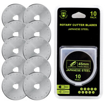 45 mm Rotary Cutter Blade (Pack of 10) Fits Olfa Rotary Cutter, Fiskars Rotary Cutter,Turecut Rotary Cutter,Sewing Accessories,Quilting Ruler,Quilting