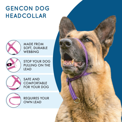 Gencon - Small Size Anti Pull Dog Headcollar - Soft & Gentle Control - Practical Dog Training & Behaviour Aid - Left Hand - UK Made - Doesn't Include 1