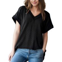 Womens Short Sleeve Blouses Black XXL