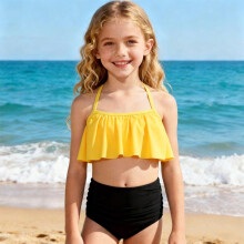 Girls Swimsuit Bikini Set 2 Piece Bathing Suit Adjustable Straps Tiered Ruffled Swimwear for Teen Girls