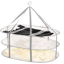 Étendoir à linge pliable à 3 niveaux, coupe-vent avec sangle de fixation, étendoir à linge pliable pour pulls – Intérieur/Extérieur/Portable