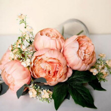 TĂŞtes de pivoines artificielles couleur pĂŞche 3" (paquet de 10)