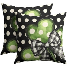 Housses de coussin en lin 45 x 45 cm, motif eucalyptus, lot de 2